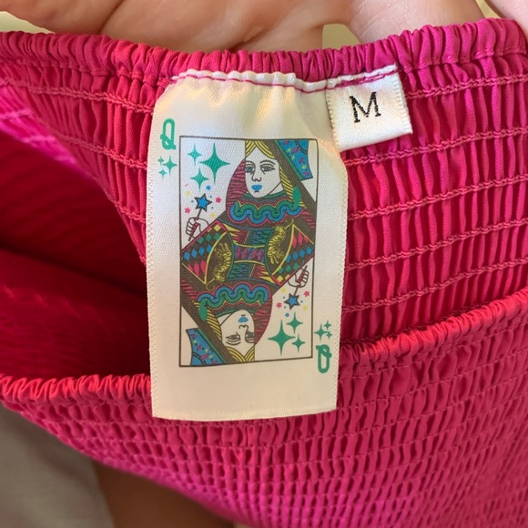 Queen of Sparkles — Hot Pink Cotton Rhinestone Smocked Top — Medium— - Picture 3 of 3